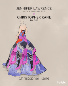 Stylight rcombina el vestido de Jennifer Lawrence de Dior con el diseño de Christoper Kane