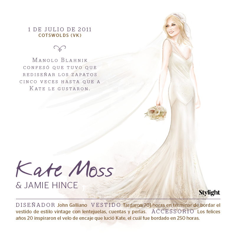 Stylight - Top 8 Vestidos de Novia de las Celebrities - Kate Moss